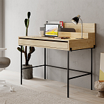 Стол письменный с выдвижным ящиком цвета древесины LEILA WORKING TABLE OAK ANTHRACITE варинант исполнения - 3 | Loft Concept во Владивостоке
