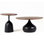Столик журнальный с круглой деревянной столешницей на черном фактурном основании Bourgeon варинант исполнения - 3 | Loft Concept во Владивостоке