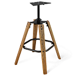 Барный стул со спинкой и металлической подставкой на 4-х деревянных ножках Зеленый Велюр Vendramin Chair варинант исполнения - 4 | Loft Concept во Владивостоке