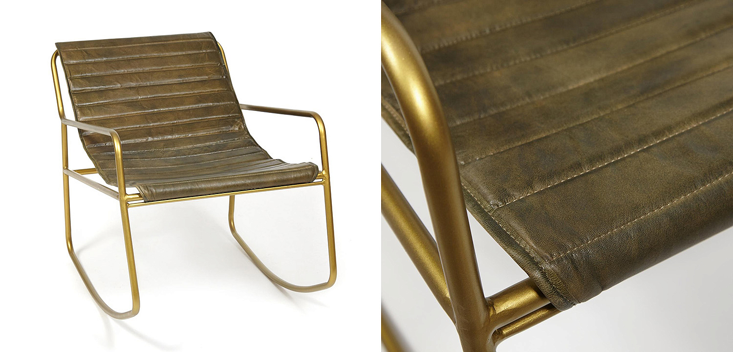 Кресло-качалка Industrial buffalo leather rocking chair Кресло-качалка Industrial buffalo leather rocking chair - Loft-Concept во Владивостоке