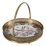 Блюдо фарфоровое с бронзовой ручкой Paradise Dish with Handle варинант исполнения - 1 | Loft Concept во Владивостоке