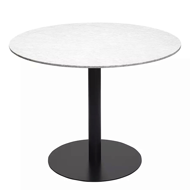 Круглый обеденный стол с белой мраморной столешницей White Tabletop on Black Base Белый Черный Круглый обеденный стол с белой мраморной столешницей White Tabletop on Black Base Белый Черный во Владивостоке | Loft Concept