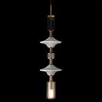 Подвесной светильник с белыми стеклянными элементами и бронзовыми вставками Высота 90 см Gabriel Scott Luna варинант исполнения - 6 | Loft Concept во Владивостоке