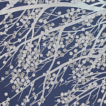Обои ручная роспись в стиле Арт-деко Windswept Blossom Special Colourway on Dark Blue dyed silk варинант исполнения - 1 | Loft Concept во Владивостоке