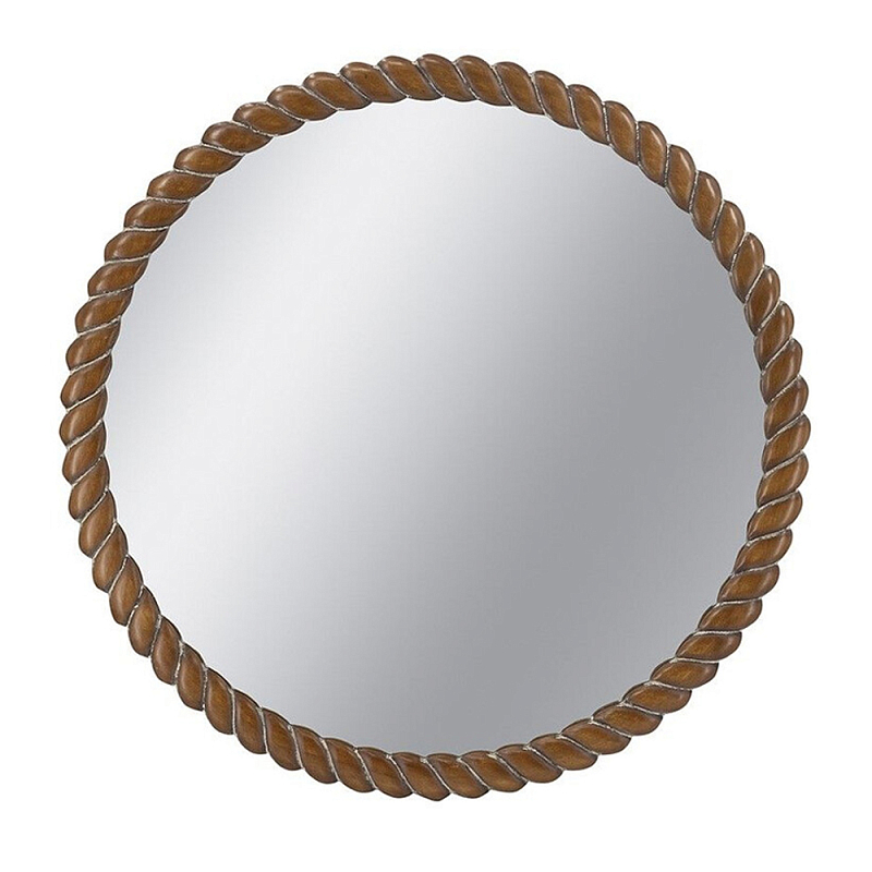 Зеркало круглое с текстурной рамой из натурального дерева  Pine Wall Mirror Коричневый во Владивостоке | Loft Concept 
