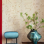 Обои с вышивкой ручной работы Glyph Original colourway on wool sateen варинант исполнения - 2 | Loft Concept во Владивостоке