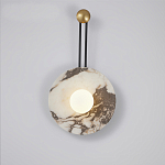 Бра круглое с каменным основанием и плафоном из стекла в форме шара Shaw Marble Lighting варинант исполнения - 1 | Loft Concept во Владивостоке