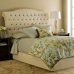 Кровать двуспальная бежевая с основанием из массива дуба с мягким изголовьем Flax Beds варинант исполнения - 1 | Loft Concept во Владивостоке