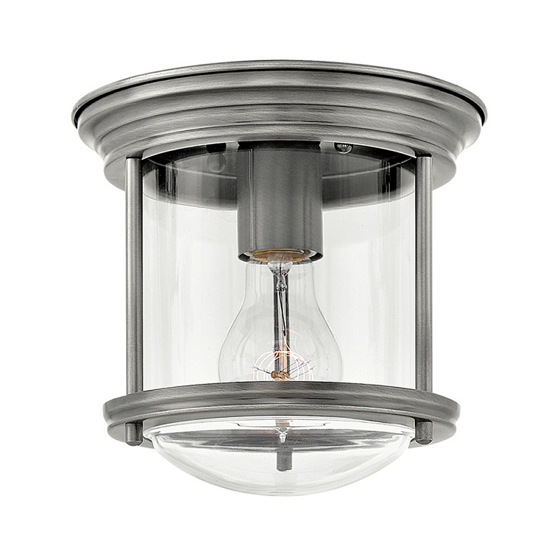 Потолочный светильник для ванных комнат с цилиндрическим стеклянным плафоном и одной лампой Hinkley Никель Белый Бронза Прозрачное Стекло Хром во Владивостоке | Loft Concept 