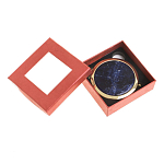 Зеркало карманное круглое двухстороннее из натурального камня Содалит в подарочной упаковке Gold Stone Mirrors варинант исполнения - 3 | Loft Concept во Владивостоке