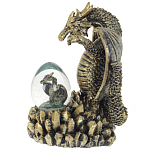 Декоративная статуэтка Дракон и стеклянное яйцо Dragon and Glass Egg Gold Black варинант исполнения - 4 | Loft Concept во Владивостоке