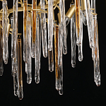 Люстра линейная золотого цвета с декоративными ветвями и длинными стеклянными подвесками в форме сосулек Droplet Chandelier варинант исполнения - 5 | Loft Concept во Владивостоке