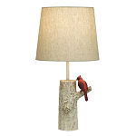 Настольная лампа с тканевым абажуром и основанием в виде птицы на дереве Simurq варинант исполнения - 1 | Loft Concept во Владивостоке