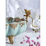 Чаша из голубого фарфора на бронзовых ножках с рисунком цветов и фигурками стрекоз Blue Garden варинант исполнения - 6 | Loft Concept во Владивостоке