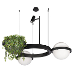 Подвесной светильник с 2-мя шарообразными плафонами и цилиндрическим спотом Light of Еyes варинант исполнения - 6 | Loft Concept во Владивостоке