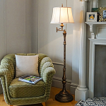 Торшер классического стиля цвета темная бронза с бежевым льяным абажуром Feiss варинант исполнения - 2 | Loft Concept во Владивостоке