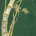 Обои ручная роспись Bamboo Golden on Edo Green India tea paper варинант исполнения - 2 | Loft Concept во Владивостоке