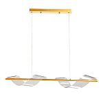 Люстра линейная золотистого цвета с двумя прозрачными волнистыми элементами Wave Line варинант исполнения - 2 | Loft Concept во Владивостоке