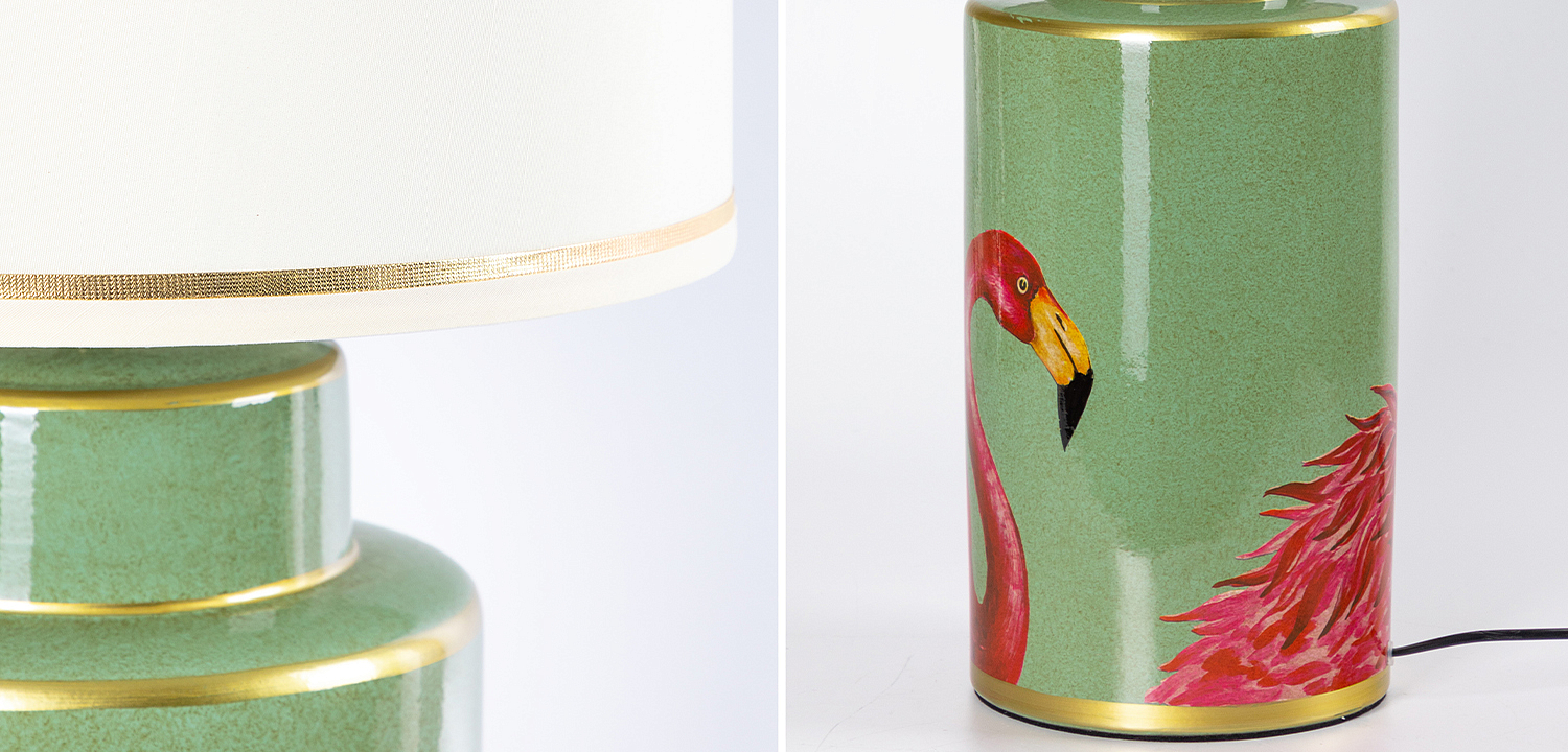 Настольная лампа Flamingos Green Lampshade Настольная лампа Flamingos Green Lampshade - Loft-Concept во Владивостоке