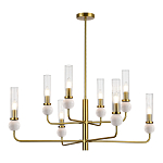 Люстра с 8-ю плафонами в форме стеклянных трубок и мраморных декоративных элементов Montreal варинант исполнения - 7 | Loft Concept во Владивостоке