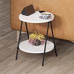 Стол приставной с 2-мя круглыми белыми столешницами ESSEL SIDE TABLE WHITE варинант исполнения - 8 | Loft Concept во Владивостоке