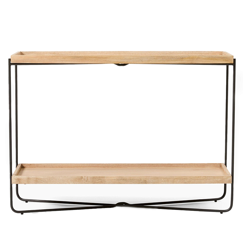 Консоль деревянной столешницей и полкой Wooden Table Top and Shelf Бежевый Черный Консоль деревянной столешницей и полкой Wooden Table Top and Shelf Бежевый Черный во Владивостоке | Loft Concept