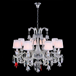 Люстра с 8-ю белыми текстильными абажурами и хрустальными подвесками Lustre Reverie варинант исполнения - 2 | Loft Concept во Владивостоке