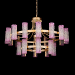 Люстра двухъярусная круглая с текстурными цилиндрическими плафонами Glimpse варинант исполнения - 1 | Loft Concept во Владивостоке