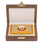 Визитница карманная металлическая с гравюрой Герба России в подарочной коробке Gold Metal Business Card Holders варинант исполнения - 3 | Loft Concept во Владивостоке