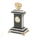 Часы настольные бронзовые с Гербом России из натурального камня Змевик Stone Clock варинант исполнения - 2 | Loft Concept во Владивостоке