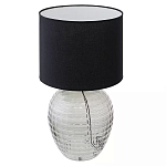 Настольная лампа с черным цилиндрическим тканевым абажуром и фактурным прозрачным основанием Black Cone варинант исполнения - 1 | Loft Concept во Владивостоке