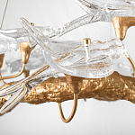 Люстра подвесная с прозрачными стеклянными птичками на ветвях Диаметр 80 см Serip Voa варинант исполнения - 9 | Loft Concept во Владивостоке