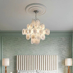 Люстра  с каскадом из круглых декоративных элементов  White Clear Glass Chandelier варинант исполнения - 5 | Loft Concept во Владивостоке