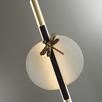 Подвесной светильник с шарообразным плафоном из алебастра и бронзовой декоративной стрекозой Alaris  варинант исполнения - 6 | Loft Concept во Владивостоке