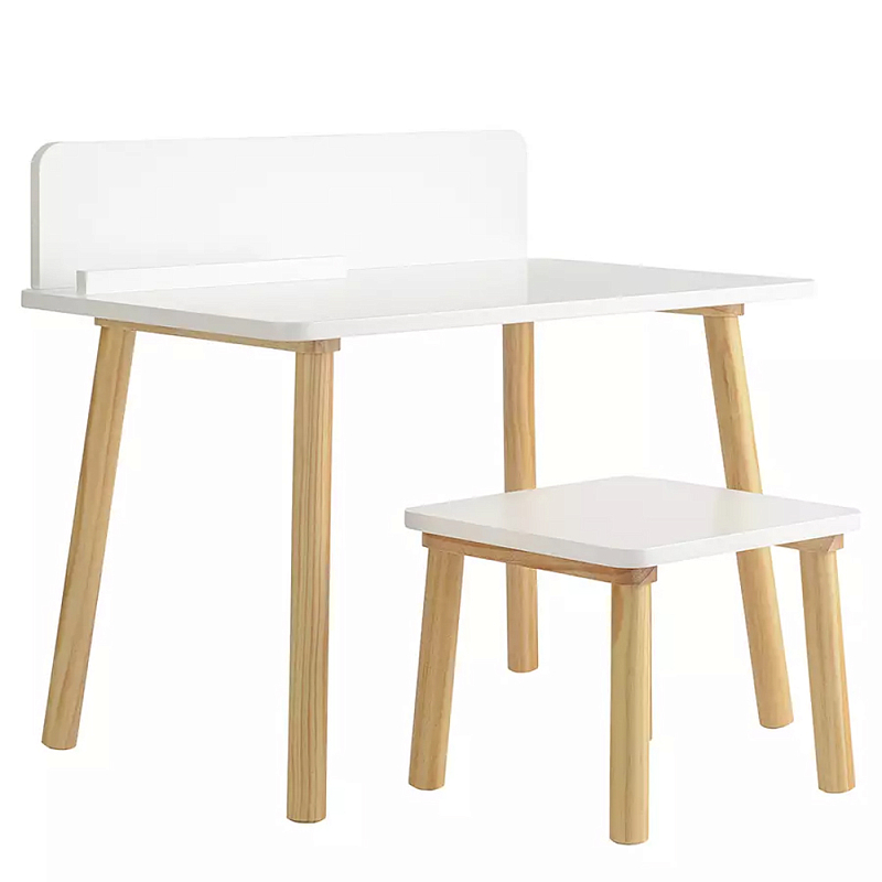 Набор детской мебели белый Childrens Table with Stool Белый Голубой Набор детской мебели белый Childrens Table with Stool Белый Голубой во Владивостоке | Loft Concept
