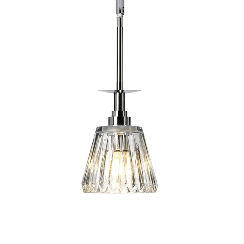 Подвесной светильник хромированного цвета с граненым прозрачным стеклянным плафоном Elstead Lighting Прозрачное Стекло Хром во Владивостоке | Loft Concept 