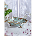 Блюдо прямоугольное из голубого фарфора с ручками и рисунком птиц и цветов Blue Garden варинант исполнения - 2 | Loft Concept во Владивостоке