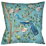 Подушка декоративная с изображением птицы в саду Chinoiserie Peacock in the Garden Cushion варинант исполнения - 1 | Loft Concept во Владивостоке