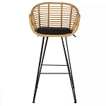 Стул барный с ротанговым плетением Half Bar Chair with Wicker с подлокотниками варинант исполнения - 1 | Loft Concept во Владивостоке