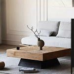 Дизайнерский журнальный стол квадратный с черным трапециевидным основанием Wokab варинант исполнения - 3 | Loft Concept во Владивостоке