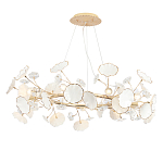 Люстра круглая с белыми лепестками из керамики и прозрачными хрустальными цветками Диаметр 82 см Wintery flovers варинант исполнения - 1 | Loft Concept во Владивостоке