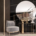 Настольная лампа с цилиндрическим абажуром из коричневой ткани и золотыми трубочками Brown Aura варинант исполнения - 4 | Loft Concept во Владивостоке