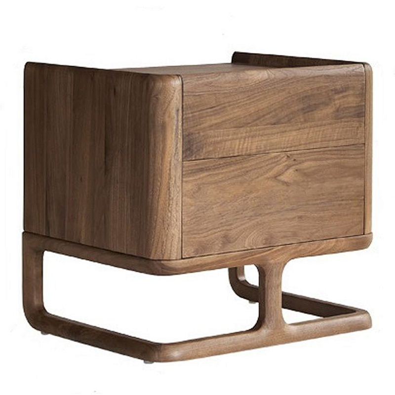Прикроватный деревянный столик с 2-мя ящиками Moon Walnut Furniture Орех Прикроватный деревянный столик с 2-мя ящиками Moon Walnut Furniture Орех во Владивостоке | Loft Concept