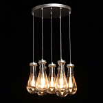 Люстра с 7-ю прозрачными плафонами из стекла в форме капли на круглом потолочном основании цвета хром Lucid Rain  варинант исполнения - 3 | Loft Concept во Владивостоке