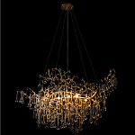 Подвесная люстра в виде ветвей деревьев золотого цвета с прозрачными подвесками-каплями 10 и 14 ламп Droplet Chandelier варинант исполнения - 4 | Loft Concept во Владивостоке