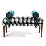 Банкетка Banquette PIED DE POULE с принтом гусиная лапка и синими подлокотниками  варинант исполнения - 1 | Loft Concept во Владивостоке