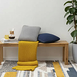 Плед из хлопка жемчужной вязки горчичного цвета Waffle Comfort варинант исполнения - 5 | Loft Concept во Владивостоке