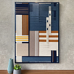 Панно из шнура Синяя геометрическая абстракция wall panel line Blue варинант исполнения - 1 | Loft Concept во Владивостоке
