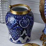 Ваза с насыщенным синим орнаментом и золотой крышкой Blue & White Ornament  варинант исполнения - 4 | Loft Concept во Владивостоке