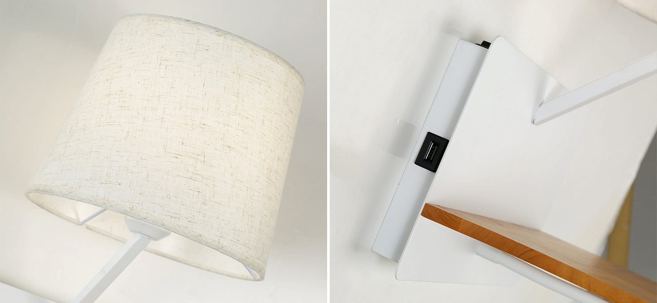 Бра с абажуром и гибким спотом Trumpet Wall White USB Бра с абажуром и гибким спотом Trumpet Wall White USB - Loft-Concept во Владивостоке